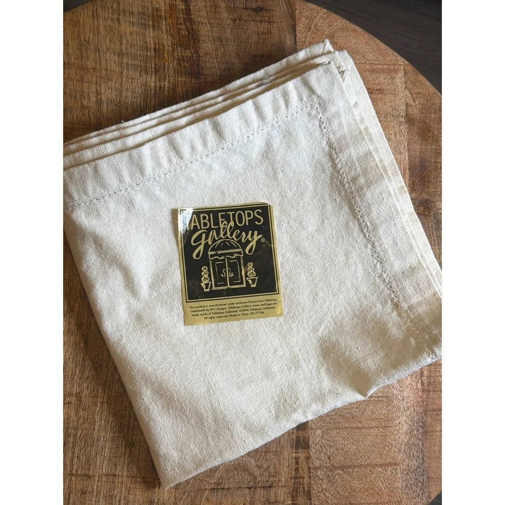 New Tabletops Gallery Cream Hemstitch Cloth Napkins Set of 3 NWT Farmhouse Boho